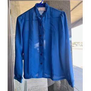 Vintage 1970's California Trends blue striped button down size small